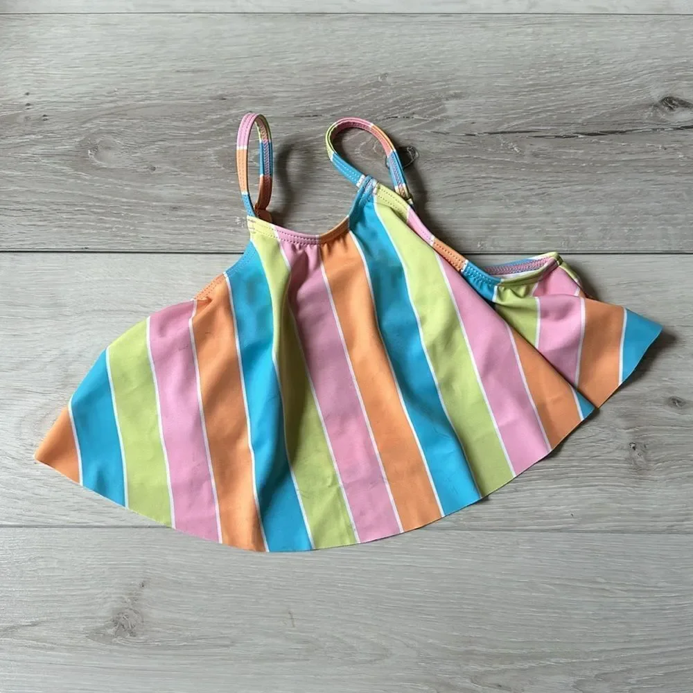 Roxy Girls Colors Of The Sun Flutter Bikini Top Size 7‎ Nwt
